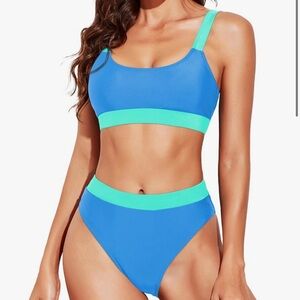 Blue and Green Bikini Set